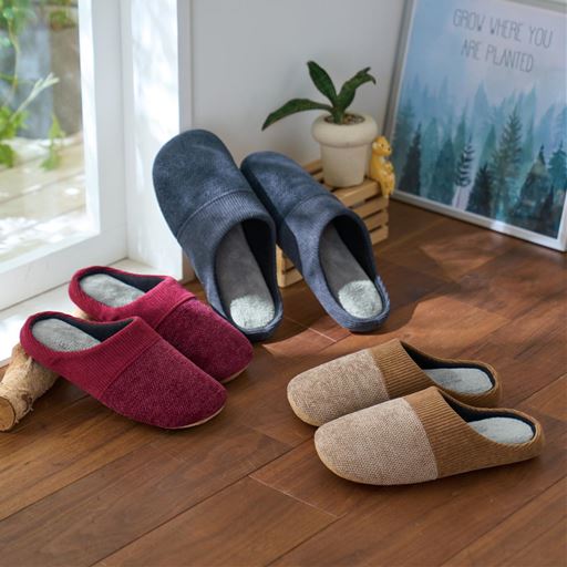 洗えるあったかルームシューズ(切替モール)