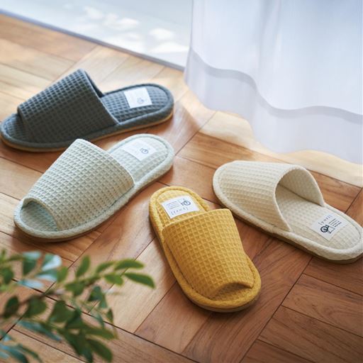 洗えるワッフルスリッパ(綿100%)