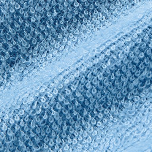 生地拡大(ブルー)<br>長めの綿混パイル生地でふんわり優しい肌ざわり。