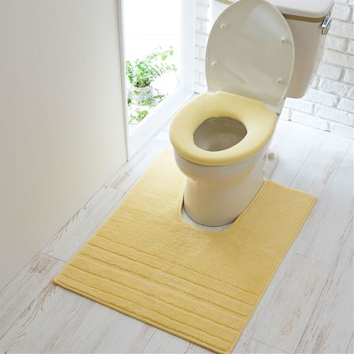 クリームイエロー(O型)<br>※商品は便座カバーです。トイレマットはCG-521を使用しています。