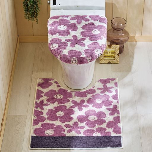 パープル系(フラワー) B (特殊型・Lマットセット)<br>マット単品のみとフタカバー&マットの2点セットから選べます。