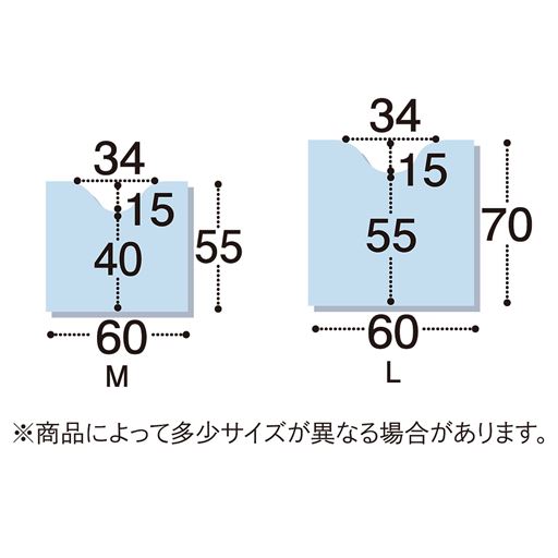 トイレマットサイズ表 <br>※商品によって多少サイズが異なる場合があります。寸法の単位は約cmです。