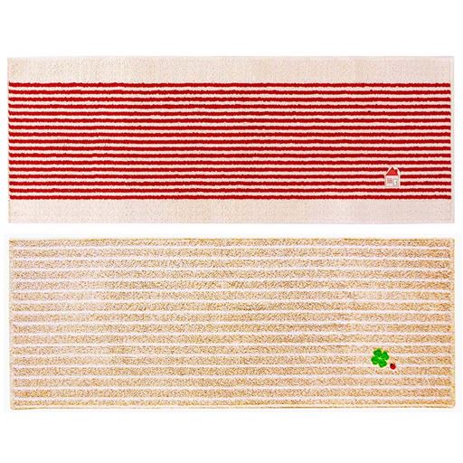 A (レッド×ベージュ) 横120×縦45cm<br>色違いの2枚組でお届けします。