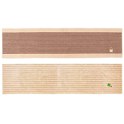 B (ブラウン×ベージュ) 横180×縦45cm<br>色違いの2枚組でお届けします。