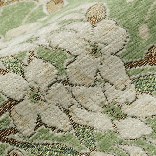 生地拡大(グリーン)<br>絵画のタペストリーや室内宝飾品にも使用されているゴブラン織り風に仕上げました。