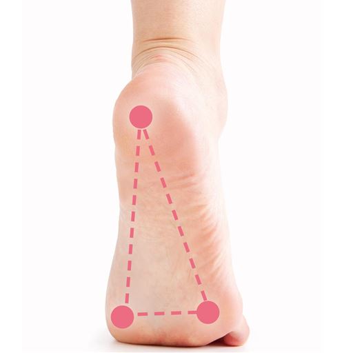 3点歩行をしっかりサポート!<br>密集したクッション編みが土踏まずを盛り上げ、3点歩行を促します