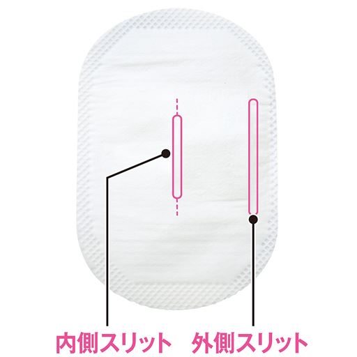 裏面 両サイドのミシン目でサイズ調節OK! やわらかい素材なのでやさしく耳にフィットします。