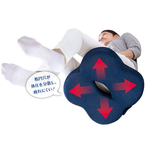 楕円穴が体圧を分散し、疲れにくい!