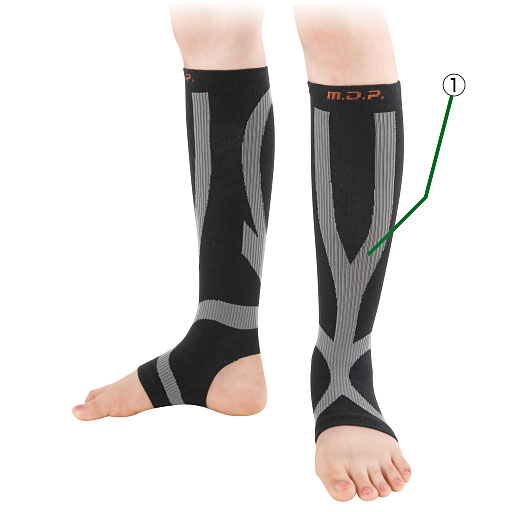 ブラック<br>(1)すね・ふくらはぎ部分をサポート