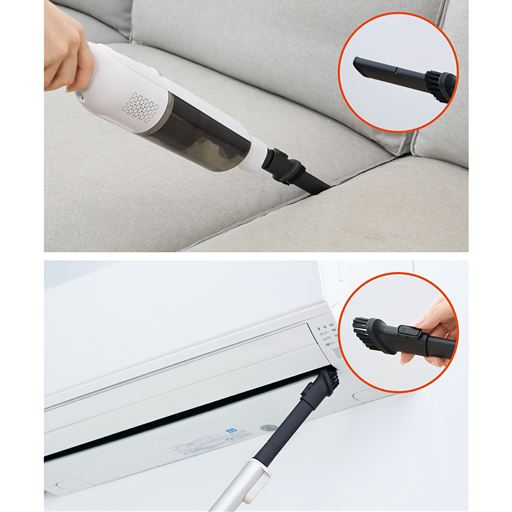 すき間ノズルとブラシノズルが切替できる2WAYタイプ。ノズルを脱着する手間が省け、ソファや家具のすき間、網戸のサッシなども快適にお掃除できます。