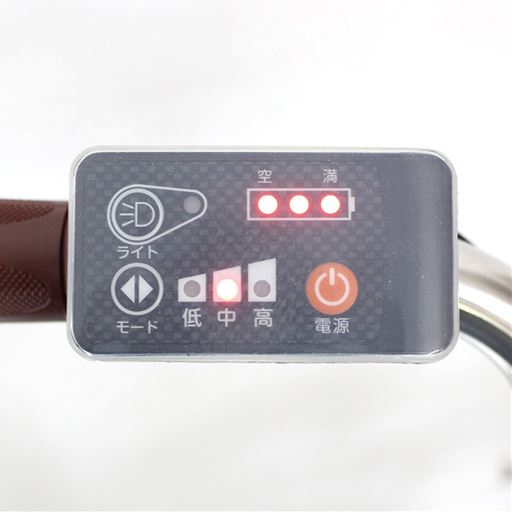 ワンタッチコントローラーライトスイッチ・電動アシストの切替やバッテリー残量を確認可能。