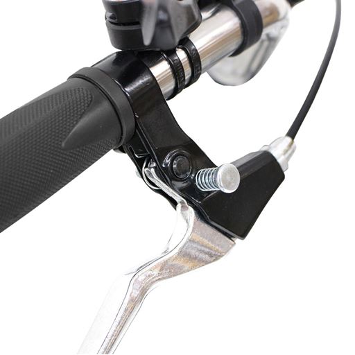 しっかり止まる!パーキングロック ブレーキレバーを強く握って、ボタンを押し込んでロックします。