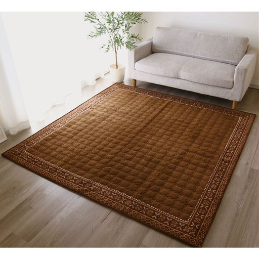 180×180cm  ブラウン 床からの冷気を防ぐ4層構造 足元あたたか、冬の節電対策に