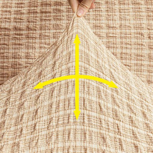 ベージュ<br>縦横に伸びてソファにフィット!