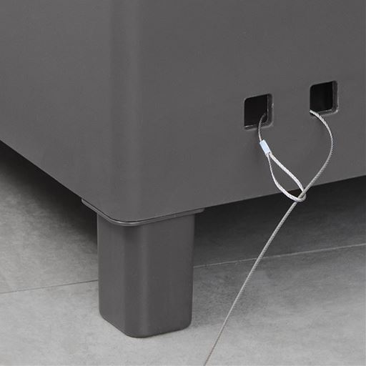 ワイヤーが取り付けられるワイヤー穴付き。※ワイヤーは付属していません。