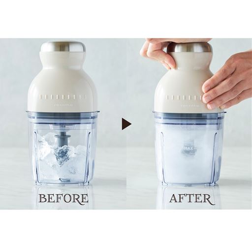 固い氷もOK<br>※フローズンデザートを作る時や、氷を砕く時は、4cm角以下の氷を使用してください。