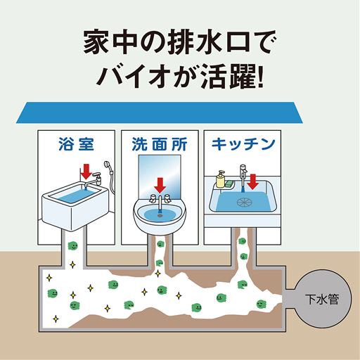 家中の排水口でバイオが活躍!