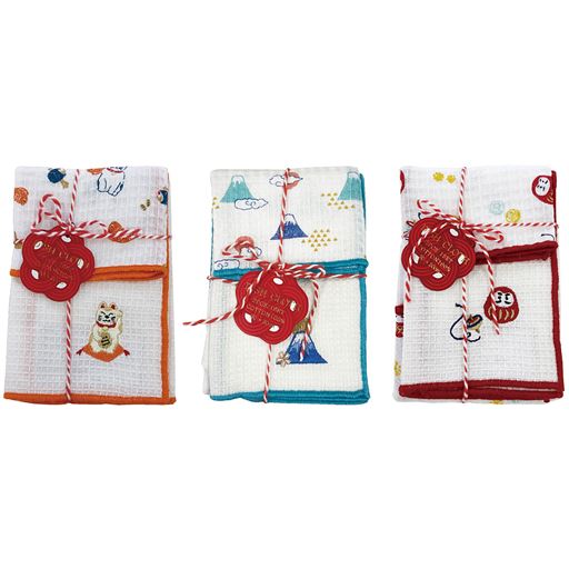 (左から)招き猫 青富士 だるま