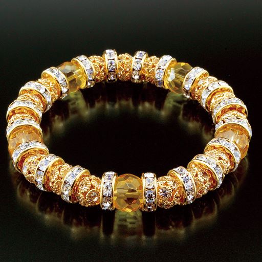 金運石「黄水晶」とゴールドカラーが金財運を引き寄せる!「金運満願」成就ブレスレットです。