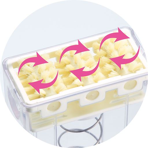 ブラシがポイント! まわるブラシでしっかり泡立つ
