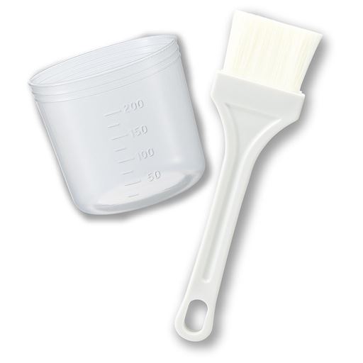 剛毛タイプのここがいい (1)指が疲れない (2)ピンポイントで塗れるからムダがなくて経済的 カップと刷毛付