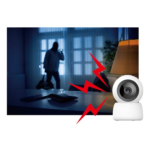 留守中に不審者を発見した場合などにスマホ操作で、遠隔地からアラームを鳴らせます。