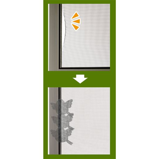 大きな破れは重ねて補修!