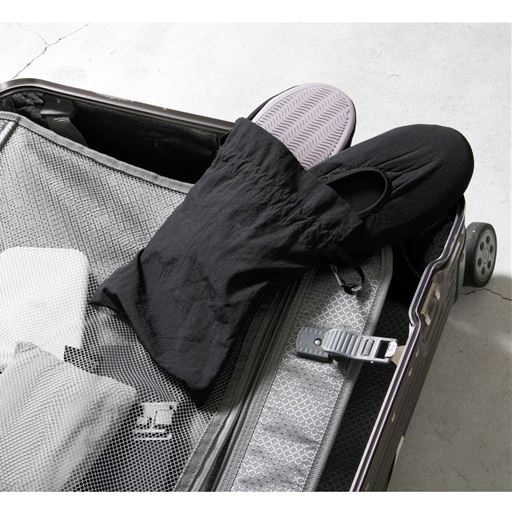 普段のバッグやスーツケースの片隅に入れて旅先、宿泊先に持って行っても。