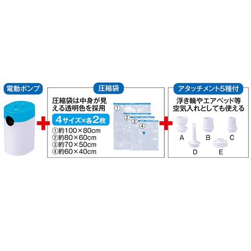 電動ポンプ+圧縮袋+アタッチメント5種付