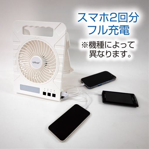 大容量10,000mAhバッテリー内蔵!非常時にはスマホなどの外部機器への充電も可能。