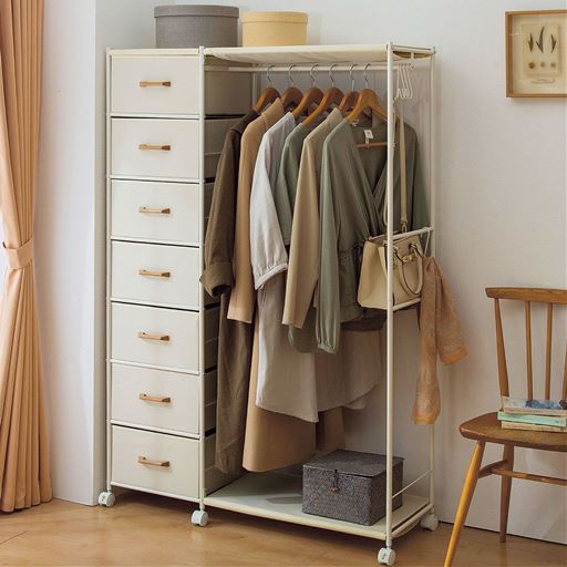 アイボリー C(引き出し7杯/ラック大)<br>ニットなどの衣類の収納に