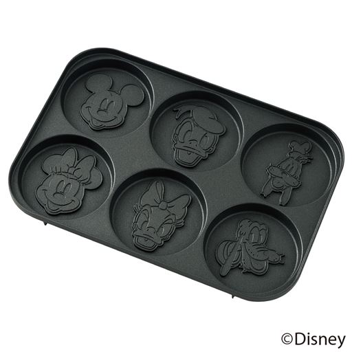 ミッキー、ミニー、ドナルドなど楽しい仲間たちのミニパンケーキが焼けるマルチプレート付き