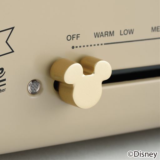 温度調整レバーは、かわいいミッキーマウス型デザイン