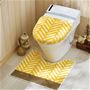 イエロー系(ヘリンボーン) A (特殊型・Mマットセット)<br>明るいカラーとパッと目を引くデザイン。ふわふわ毛足のトイレタリーです。