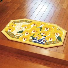 幸福の「黄色い胡蝶蘭」八角玄関マット