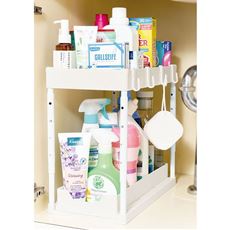 高さ調節できるシンク下収納ラック