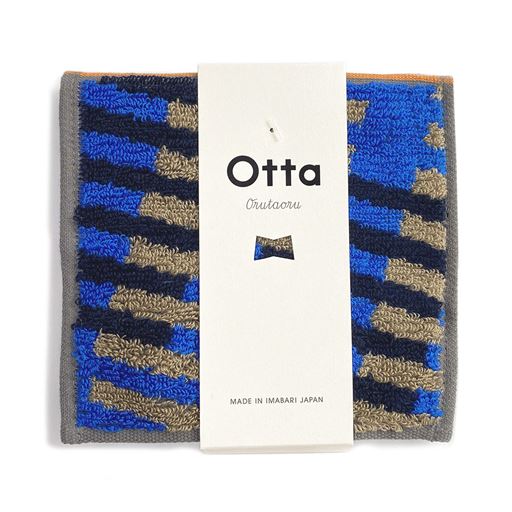 E ナナメ幾何(ブルー)<br>ブランドロゴをあしらったお洒落な帯パッケージ付き。プレゼントにもおすすめです。