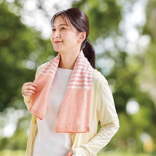 オレンジ系(フェイスタオル)<br>少し長めだから首に巻きやすい!