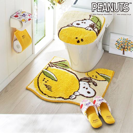 イエロー ※商品はトイレフタカバーです。<br>※トイレマット:CG-642、ペーパーホルダーカバー:CG-644、スリッパ:WG-148を使用