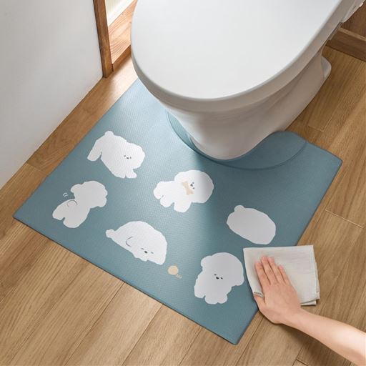 D (ビションフリーゼ)<br>樹脂素材だからサッと拭くだけで洗濯不要! PVCトイレマットです。