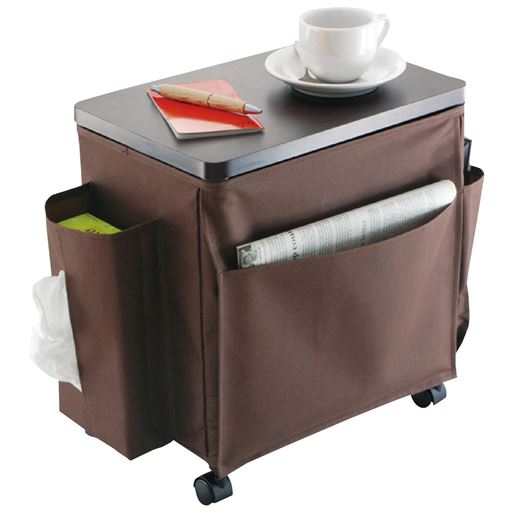 背面 サイドにはティッシュホルダー キャスター付きでラクラク移動 A4サイズがすっぽり入る大型ポケット