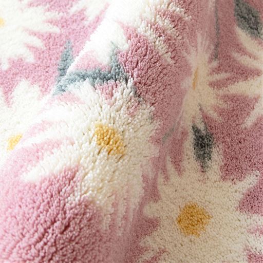 生地拡大(ピンク)<br>しっかり吸水するので足ざわりはサラッ! 丈夫でしっかりした踏み心地。