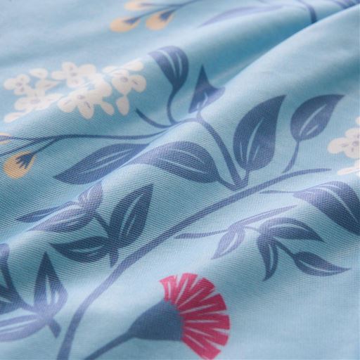 表面生地拡大 ブルー(フラワー)<br>接触冷感生地はヒヤッと気持ちいい♪