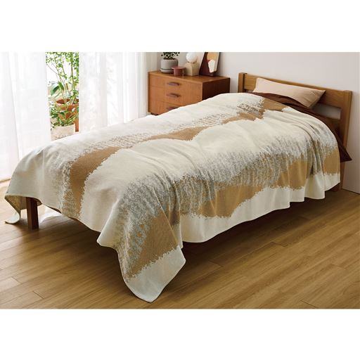 ベージュ(横250×縦190cm)<br>ベッドスプレッドとしてもお使いいただけます。