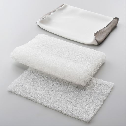 (上から)枕カバー、中材、高さ調節シート