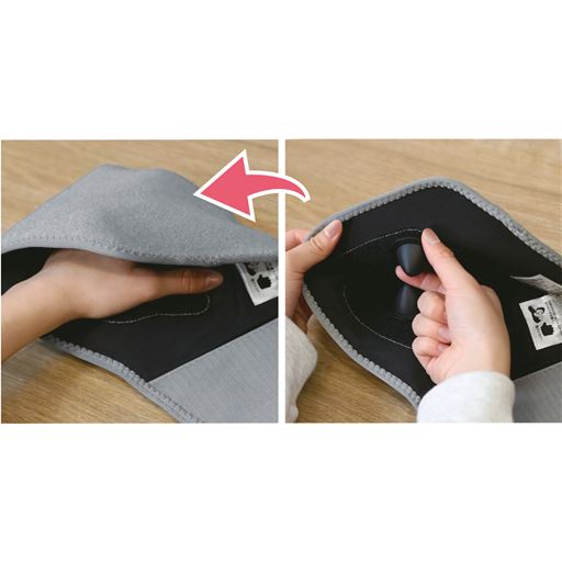 面ファスナーでお好みの場所に貼れる!