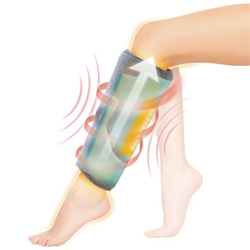 上下2層のエアバッグで力強くマッサージします。温熱ヒーター付で、ひんやりとした脚もぽかぽかに。コードレスだからどこでも使いやすい。  ※イメージ