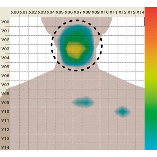 メーカー従来品 首元にスキマができ、首が曲がってしまい気道が狭くなっている状態※第三者機関にてメーカー調べ(住友理工(株)SVZB4545Lを使用)※20代男性で計測※効果には個人差があります。