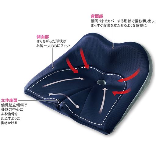 腰周りをフォローする立体構造 高反発ウレタン使用