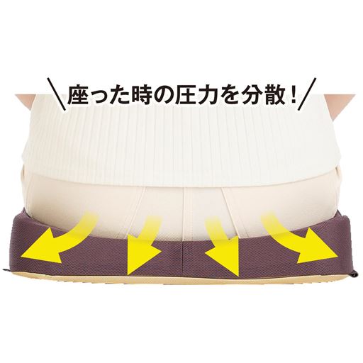 しっかり沈み込む低反発素材が、座った時の圧力を分散!長時間の使用でも快適に! ※イメージ